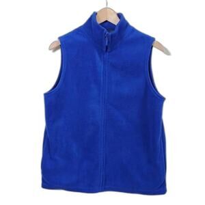 Karen Scott Zippered Fleece Vest Pockets Women Size M Royal Blue